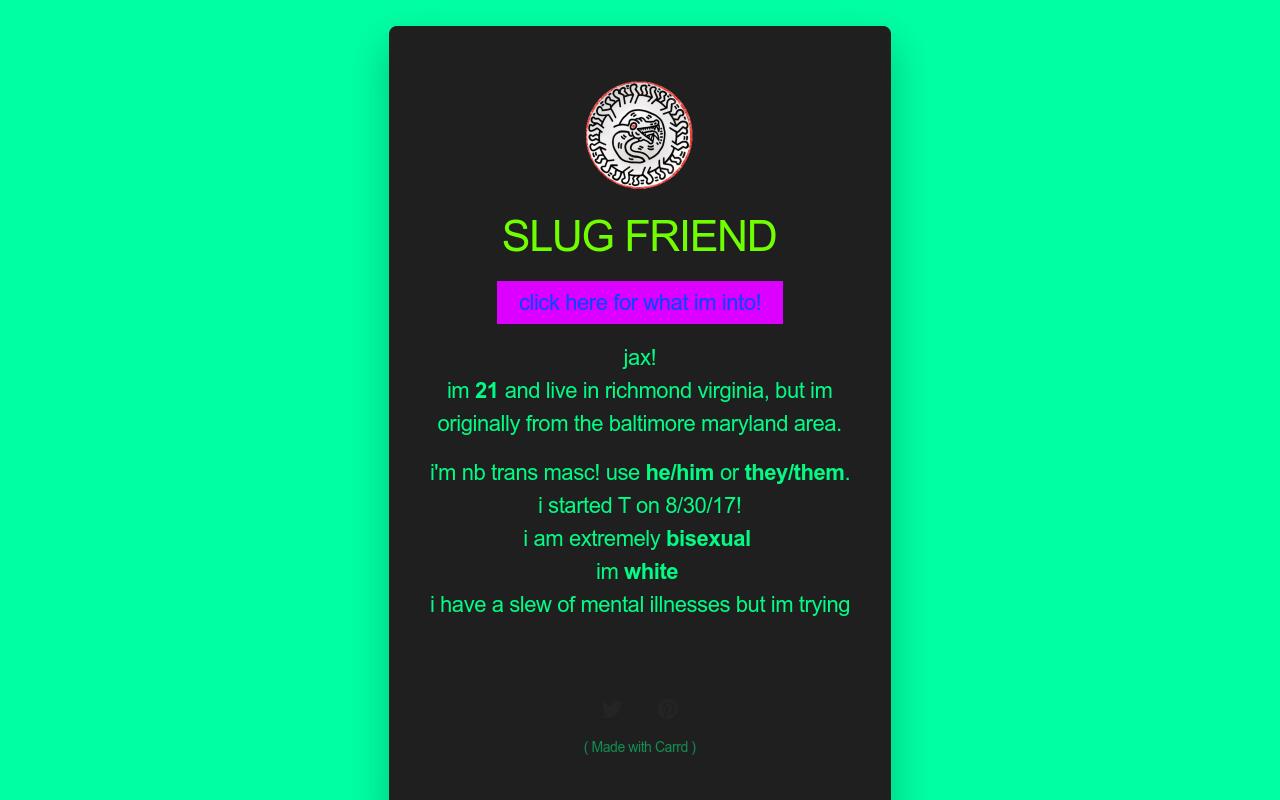 Carrd profile picture for @slugs